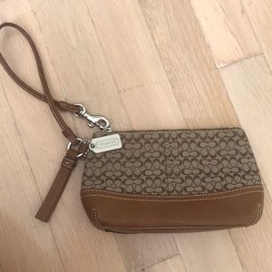 COACH brown wristlet